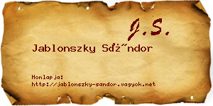 Jablonszky Sándor névjegykártya