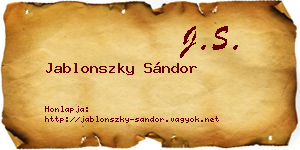 Jablonszky Sándor névjegykártya